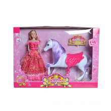 En71 Genehmigung Kinder Spielzeug Kunststoff Mode Puppe mit Pferd (H1988010)